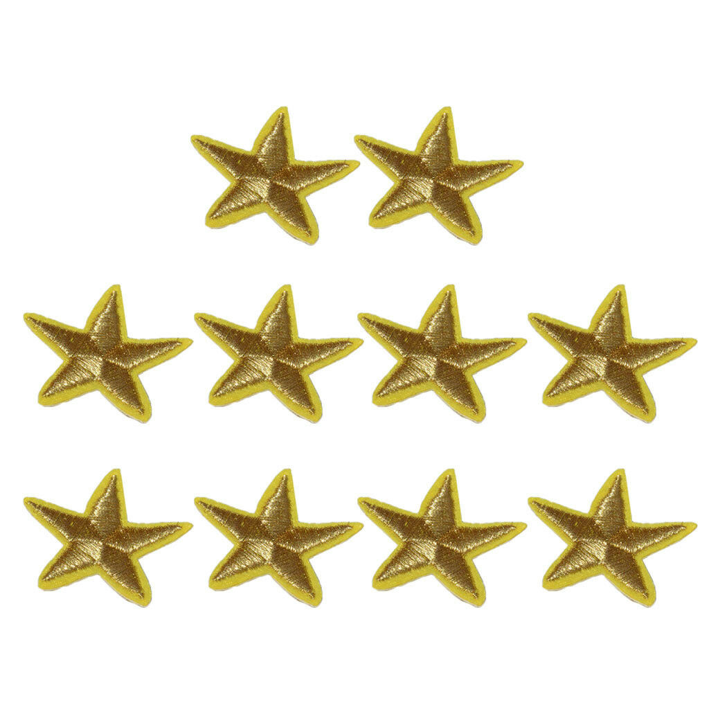 10pcs Yellow Star Patch Iron On Sew On Embroidered Badge Embroidery Applique