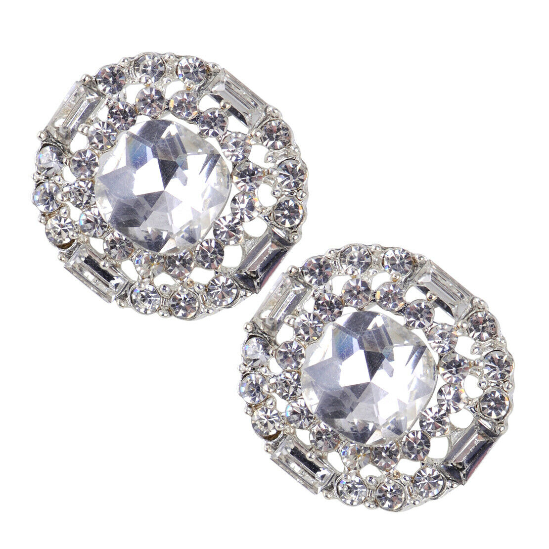 5x Diamante Rhinestone Crystal Shank Buttons Sew Craft Embellishment ROUND An