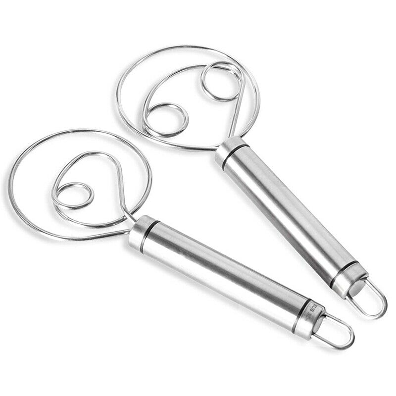 Danish Dough Whisk, 2 Pack Premium Stainless Steel Dutch Whisk, Large Hand MY3X4