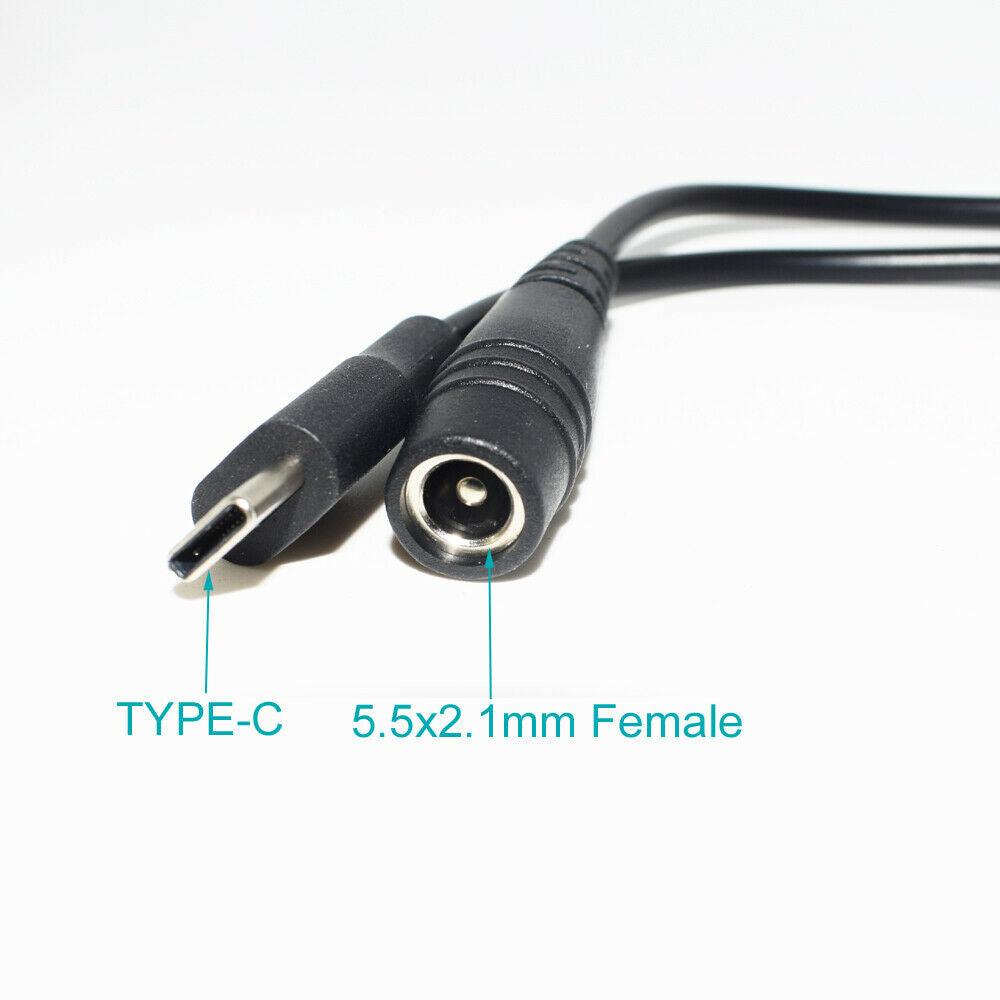 10x USB 3.1 Type C Male To 5.5x2.1mm Female DC Power Charger Adapter Cable 15cm
