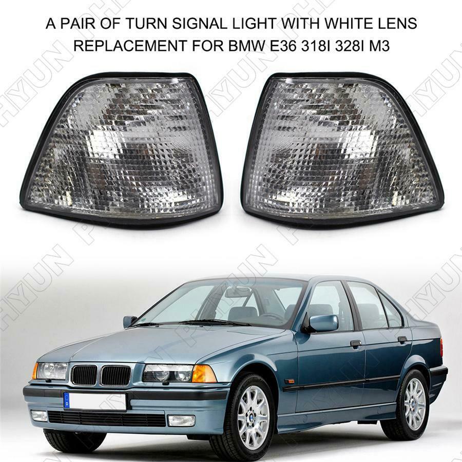 2Pcs Gray White Lens Turn Signal Lights 63138353280 For BMW E36 318i 328i M3