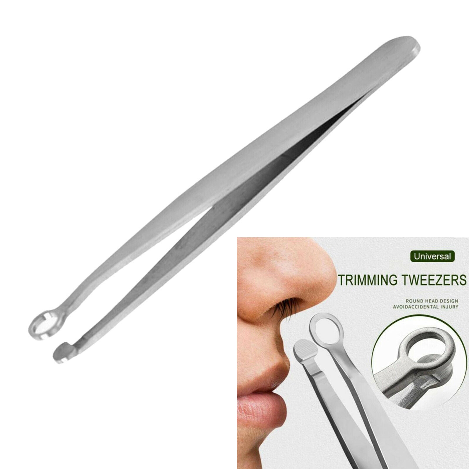 Universal Stainless Steel Nose Hair Trimming Tweezer Safe Eyebrow Grooming