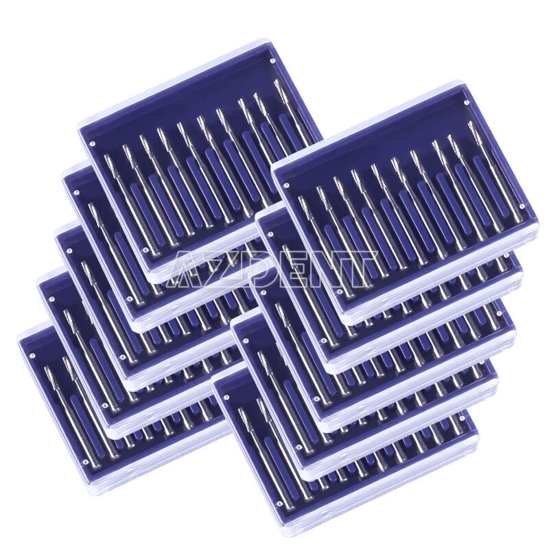 20 Kits Dental Carbide Tungsten Steel Burs Drill Cylinderical Fissure Type FG557
