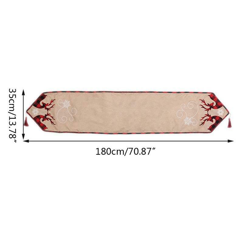 Christmas Elk Deer Table Runners Holiday Farmhouse Non-Slip Burlap Table Runner