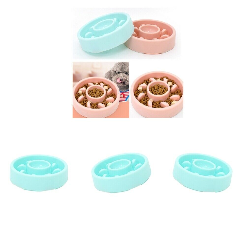 Set of 3 Pet Dog Food Slow Feeder Pet Anti-Chocking Bowls For Dogs Cat
