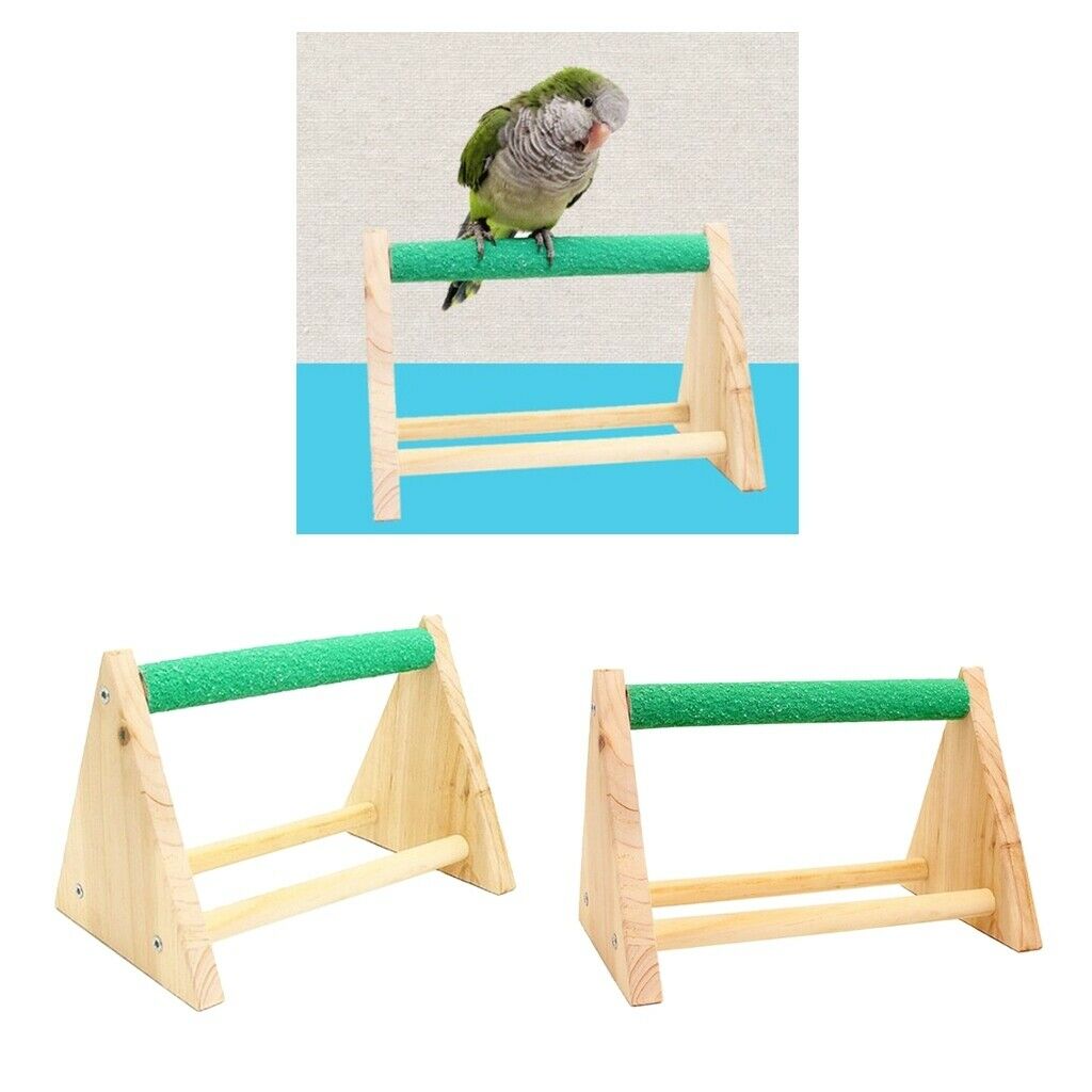 Pack 2 Wood Parrots Perch Tabletop Cage Bird Stand for Macaws Cockatoo Hens