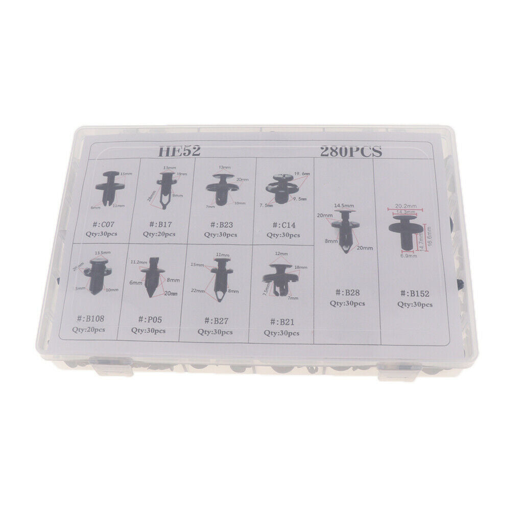HE52 280Pcs Car Boxed Plastic Fastener Push Type Nylon Rivets Retainer Clips