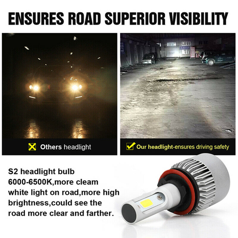 2PCS H11 135000LM LED Car Headlight Bulbs H9 H8 6000K VS HID 35W 55W Fog Lamps