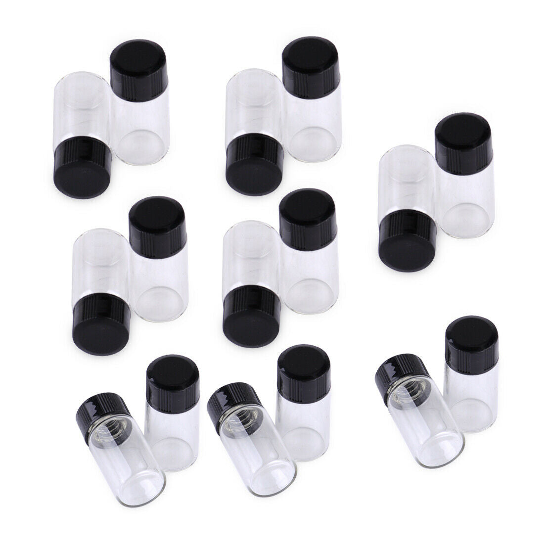 16x 3ml Small Glass Vials Bottles Clear Potion Containers Jar with Screw Caps An