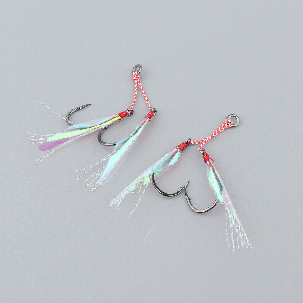 2Pcs Fishing Assist Hooks Carbon Steel Jigging Assist Fishing Hooks 16