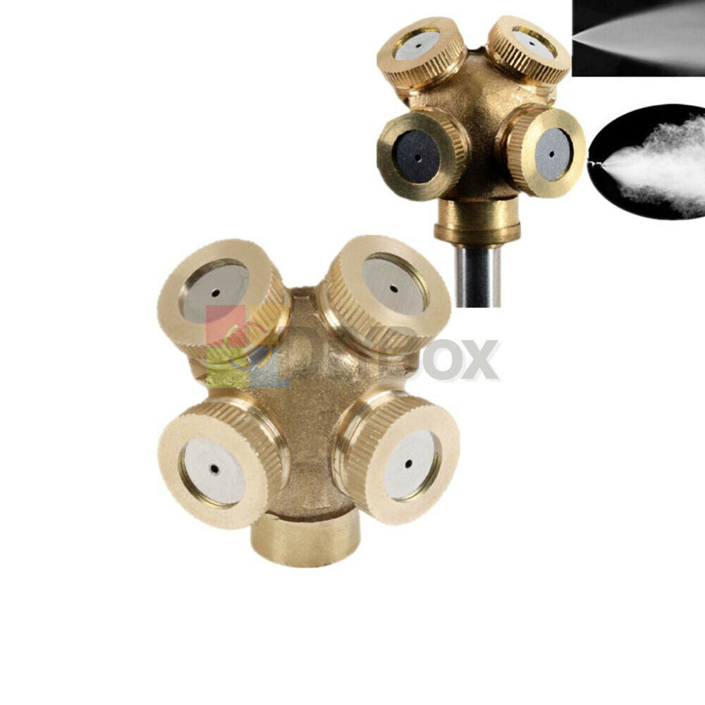 Brass Spray Misting Nozzle 4 Holes Garden Sprinklers Fit Hose Water Connector