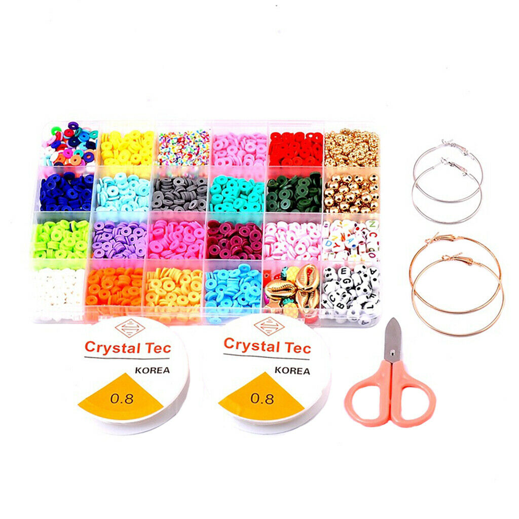 24 Kinds Clay Spacer Beads DIY Beads Set for Bracelet Earring DIY Tools