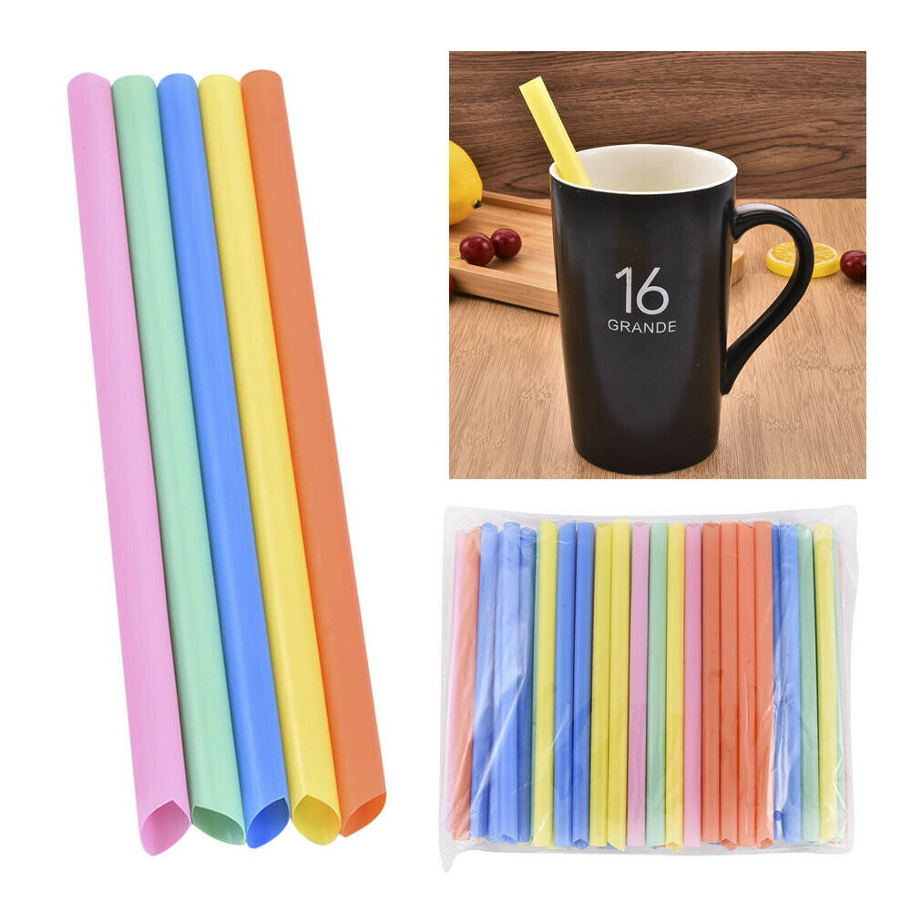 100x 10mm Large Drinking Straws Bubble Tea Smoothie Milkshake Fast