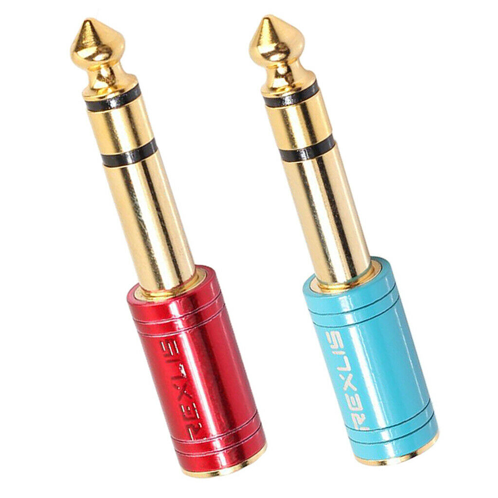Pack of 2 Zinc Alloy 6.35mm to 3.5mm Jack Audio Stereo Headphone Adapters