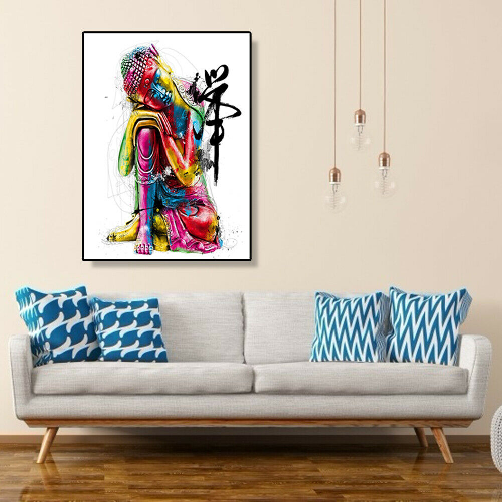 Painting By Numbers Kit DIY Buddha Statue Canvas Oil Art Picture Home Decor @