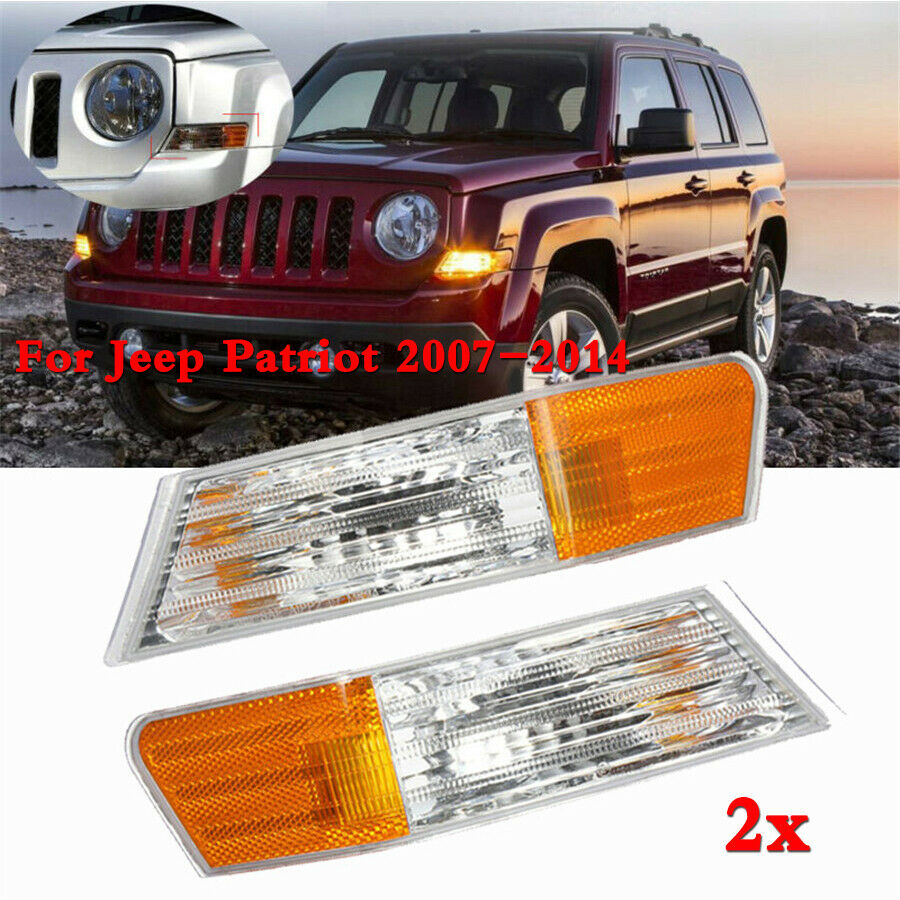 2pcs Front Left+Right Parking Turn Signal Light Housing For Jeep Patriot 2007-14