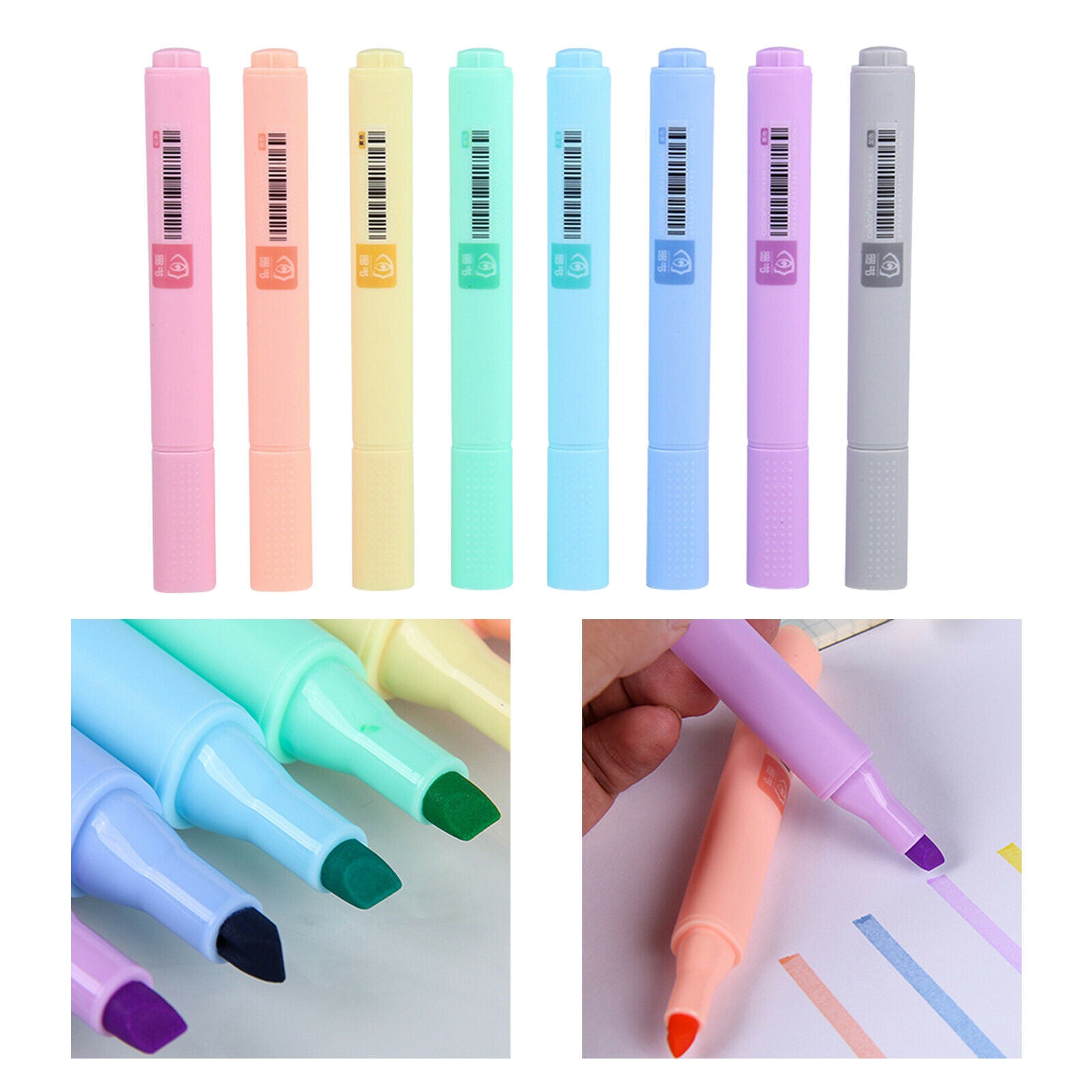 8Pcs Fluorescence Marker Graffiti Drawing Chisel Tip Paint Pens Diary Art