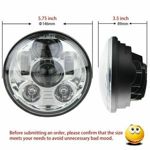 Brightest 5-3/4" 5.75" inch LED Projector Headlight DRL for Motorcycle Motor