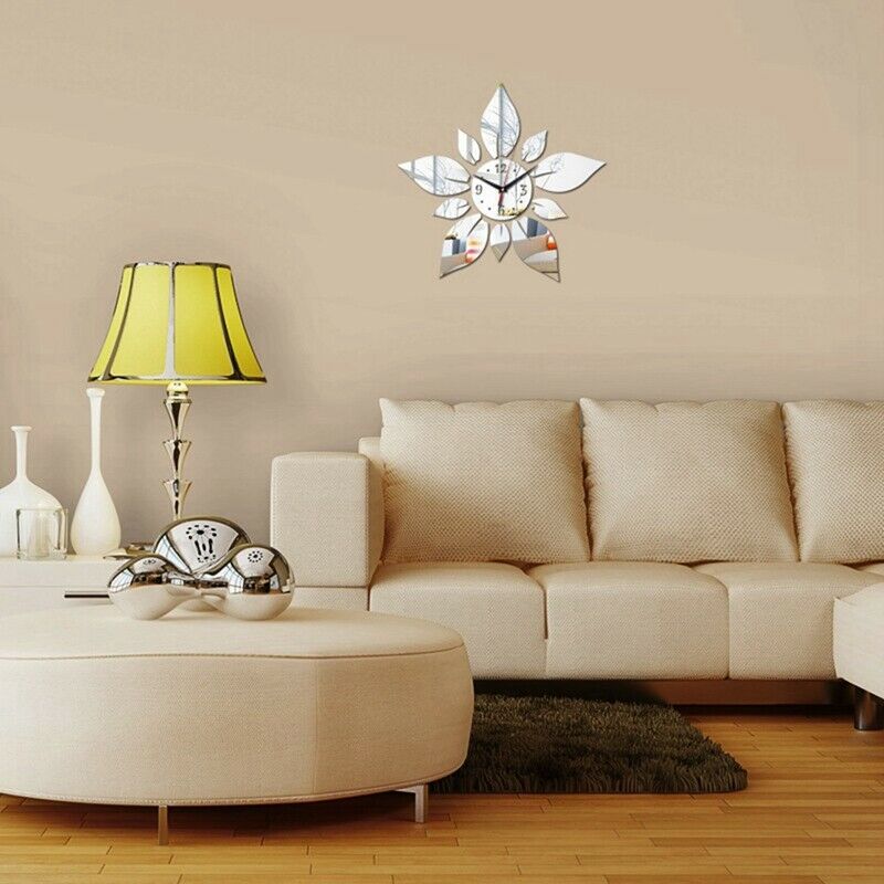 Mirror Acrylic Material Single Face Wall Stickers Modern Style Wall Quartz CloU8