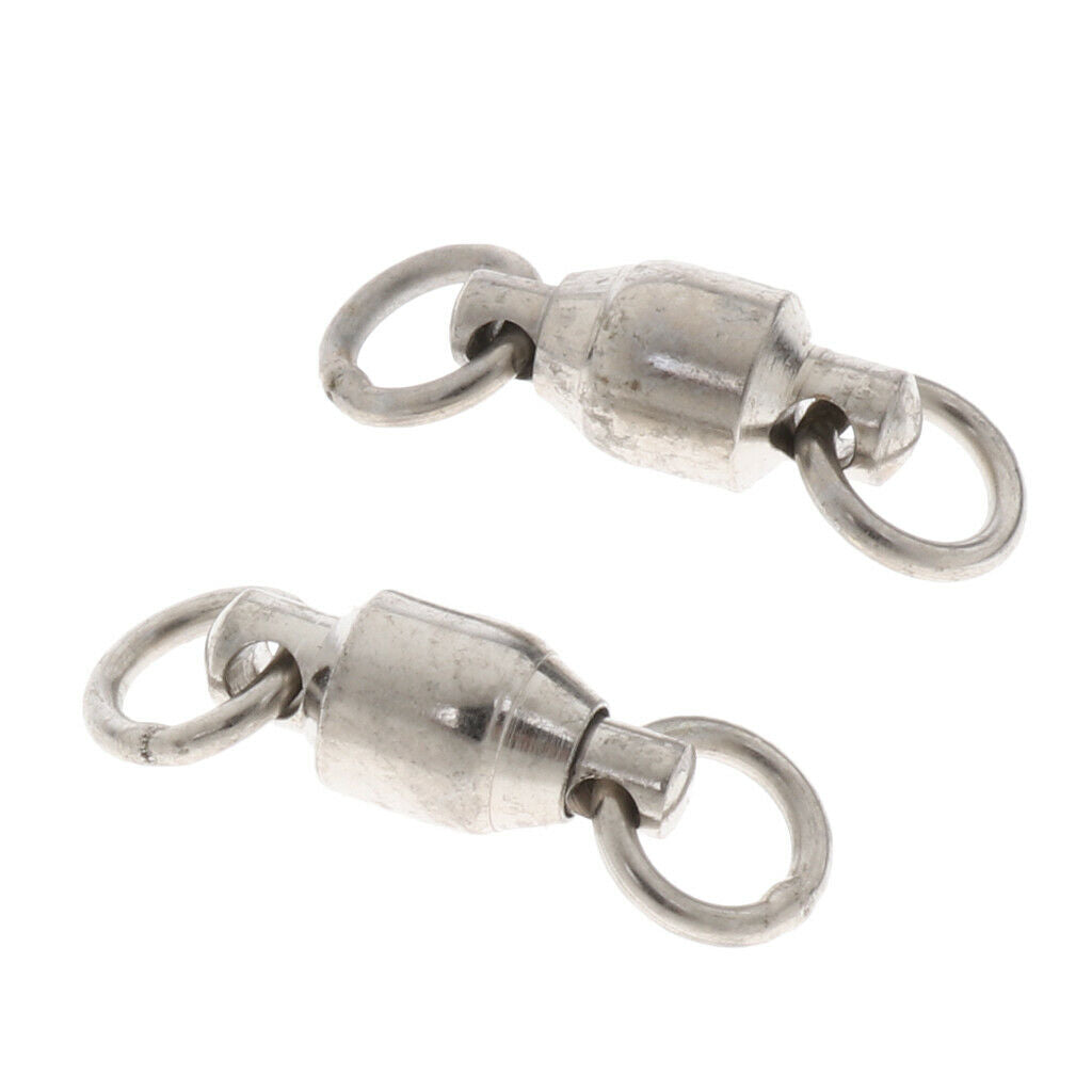 50 Pieces Ball Bearing Swivels Rings Clips Black Anticorrosion Fishing Accessory