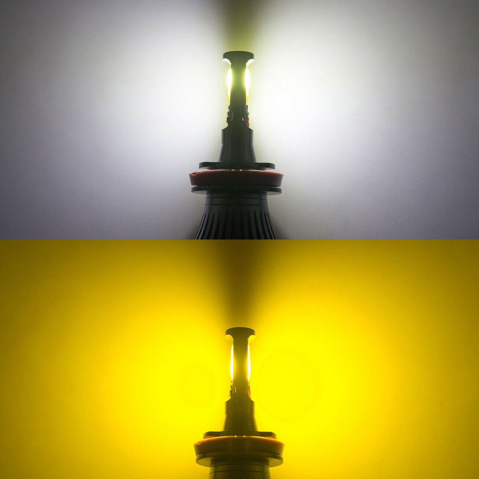 2pcs LED H11 H8 H9 COB Bulbs White/Yellow Dual Color Car Fog Light Kit DRL Lamps