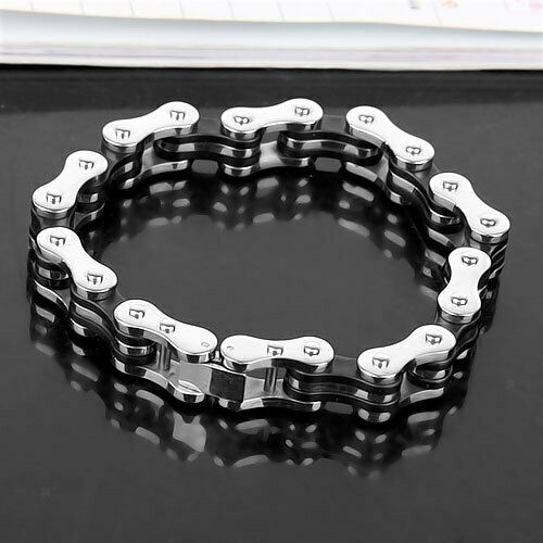 2x Men's Stainless Steel Bike Bicycle Chain Bracelet Bangle Birthday Gift Box