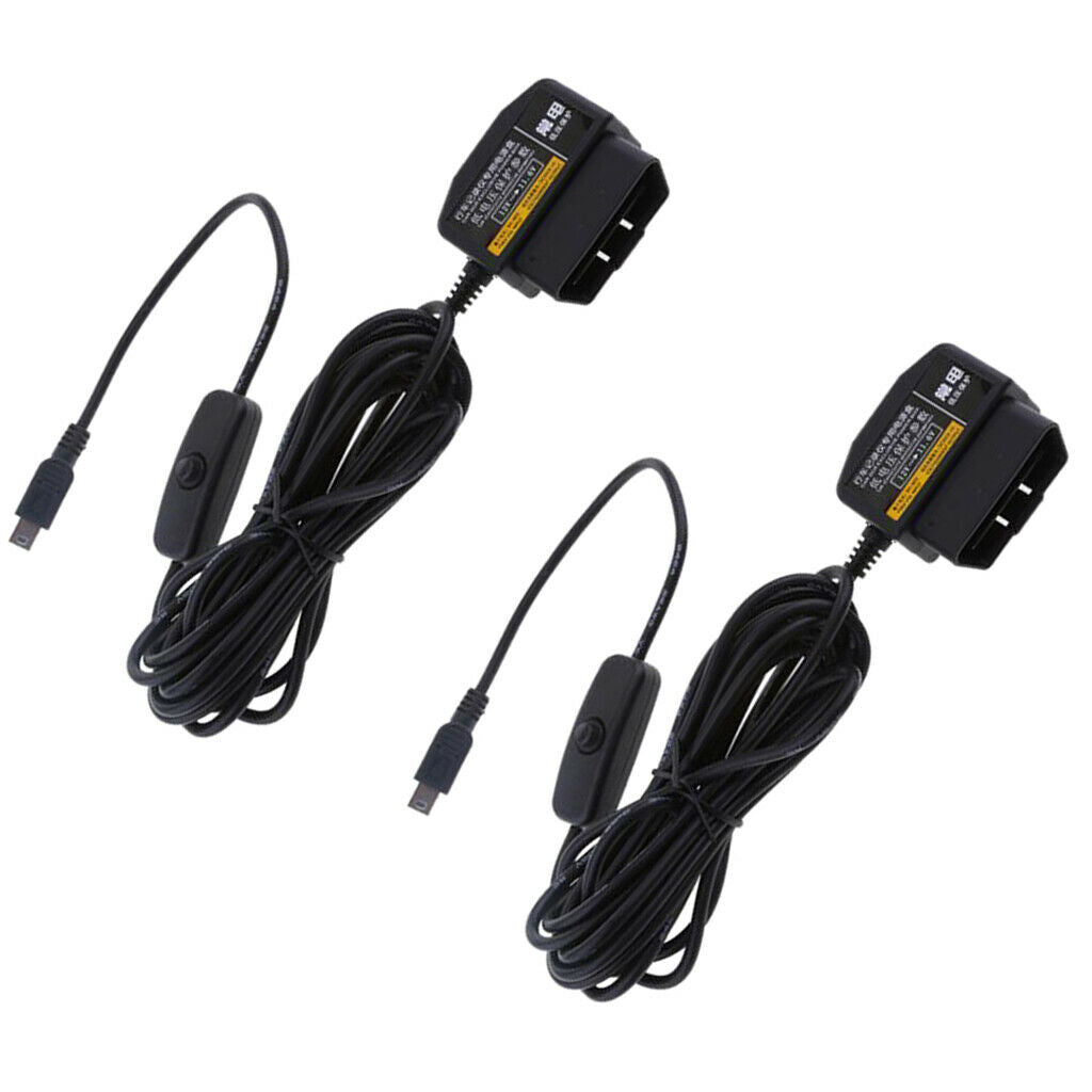 2Pieces 12/24V to 5V Car Dash Cam Hardwire Adapter Cable DVR OBD Buck Line