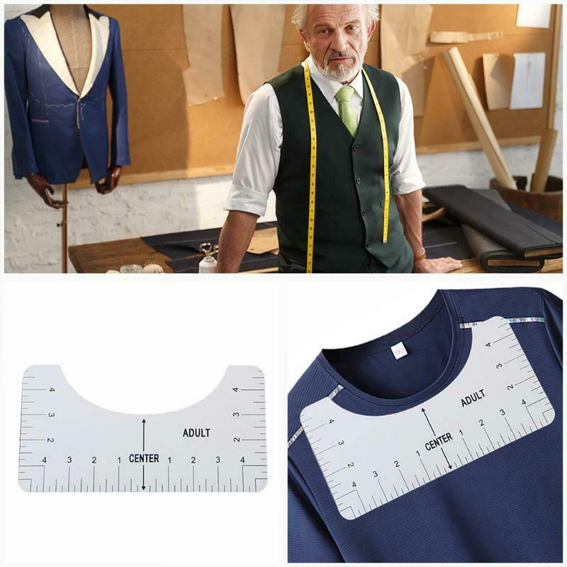 4PCS/Set Round Neck T-shirt Alignment Ruler PVC Sewing Collar Measuring Tool