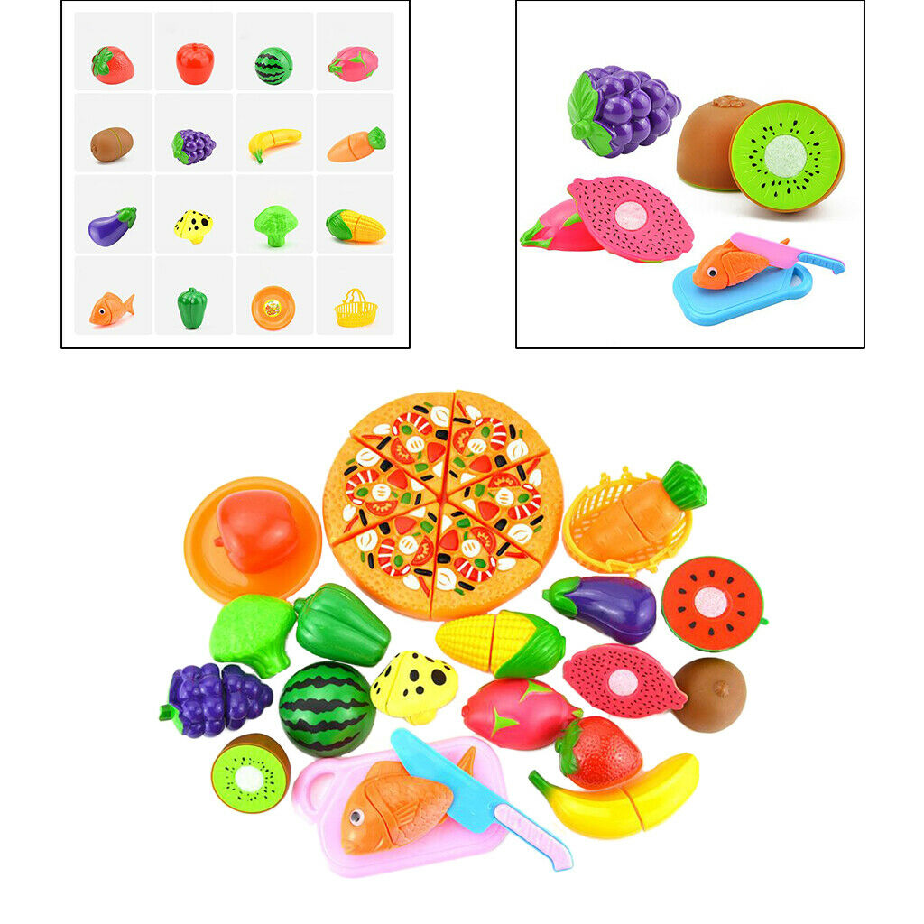 Kitchen Pretend Role Play Cutting Food Toys Set Vegetable Grape Watermelon