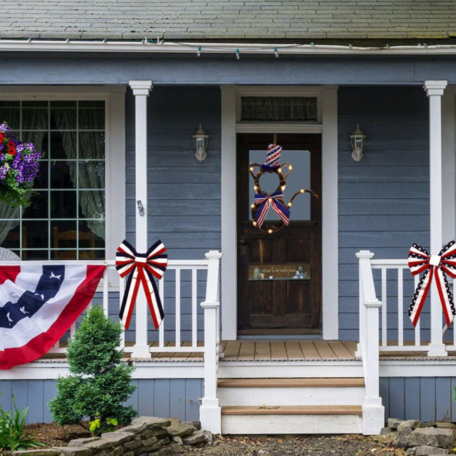 Front Door Wall ^Light^String}} Rattan Cat Wreath Home Summer Garland Decor