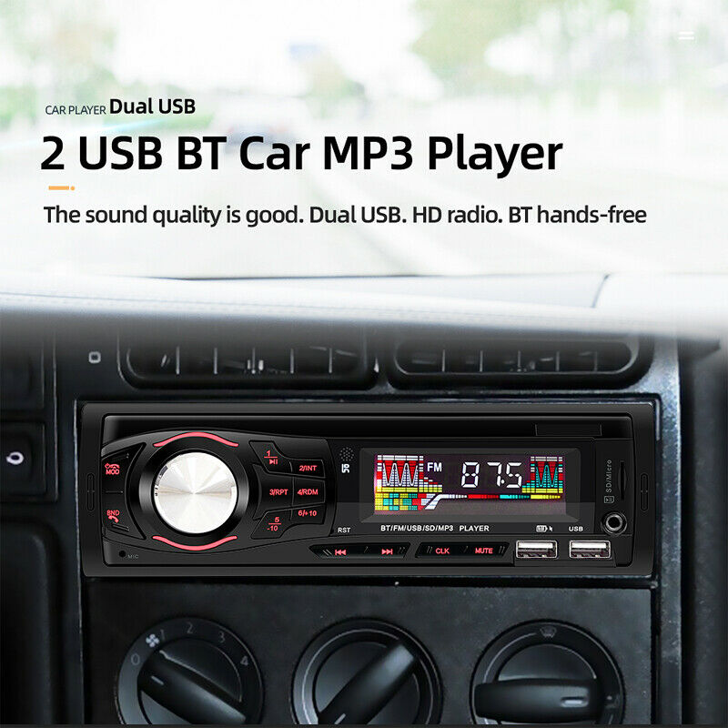 Single Din Car Stereo LCD Bluetooth Audio Multimedia MP3 USB FM Radio Receiver