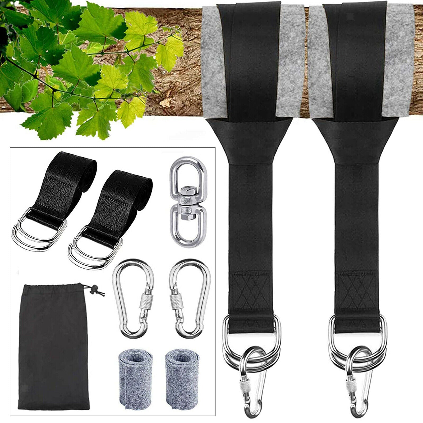 Non Slip Hammock Swing Hanging Strap Kit Installing Hook for Camping Hammocks