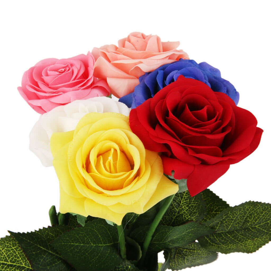 Artificial Lifelike Single Stem Rose Flower Wedding Party Craft Decor -Red