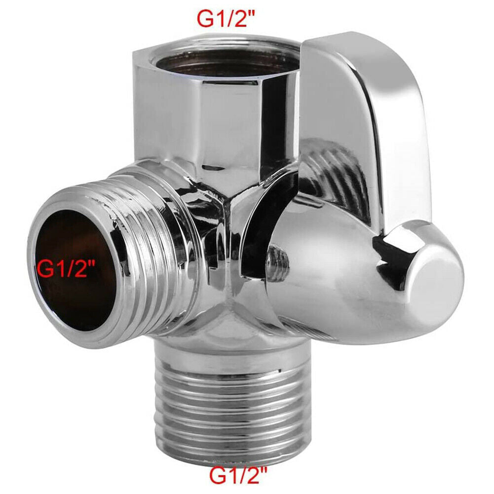 Brass G1/2 3-Way Shower Arm Diverter Valve Chrome Plated for Hand Shower @