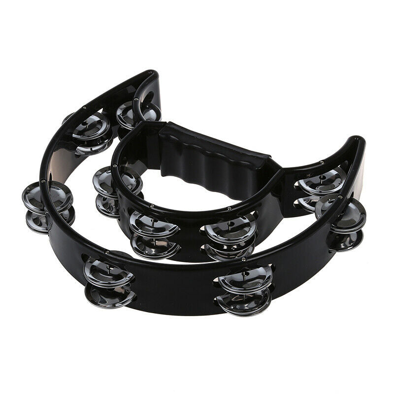 1X(Musical Double Half Moon Tambourine Drum Kit Hi Hat Percussion Gift KTV P6V5)