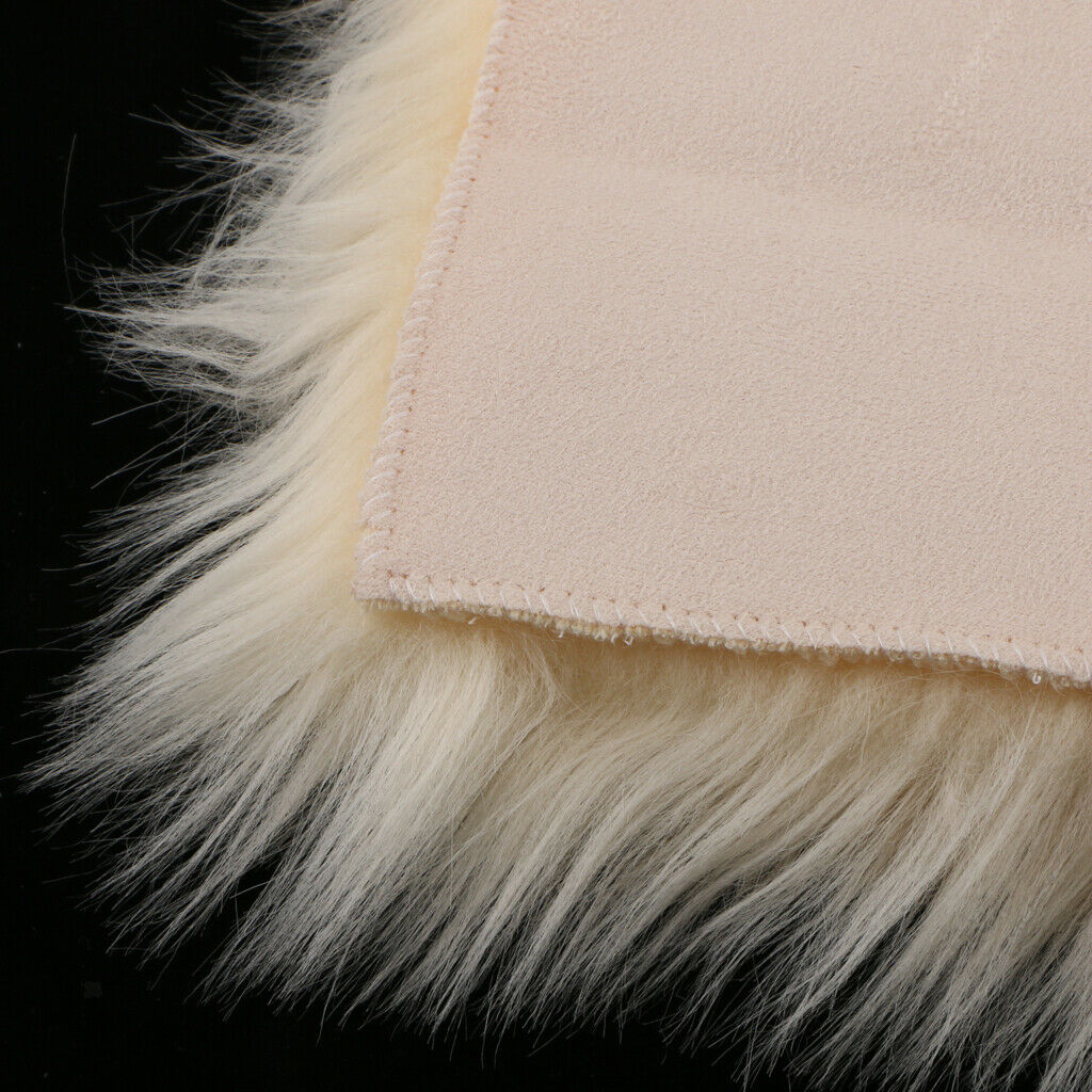 Artificial Sheepskin Rug Fluffy Home Floor Carpet Chair Seat Cushion Beige