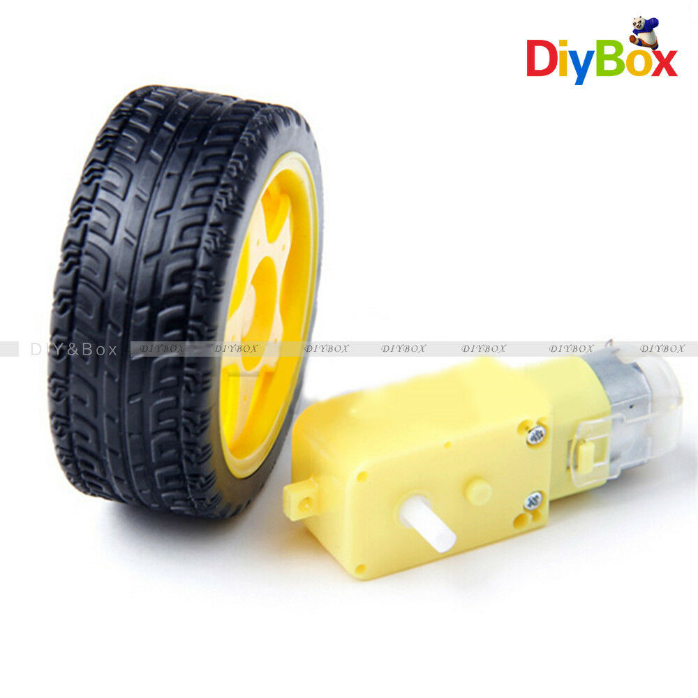 Smart Car Robot Plastic Tire Wheel with DC 3-6V Gear Motor for Arduino