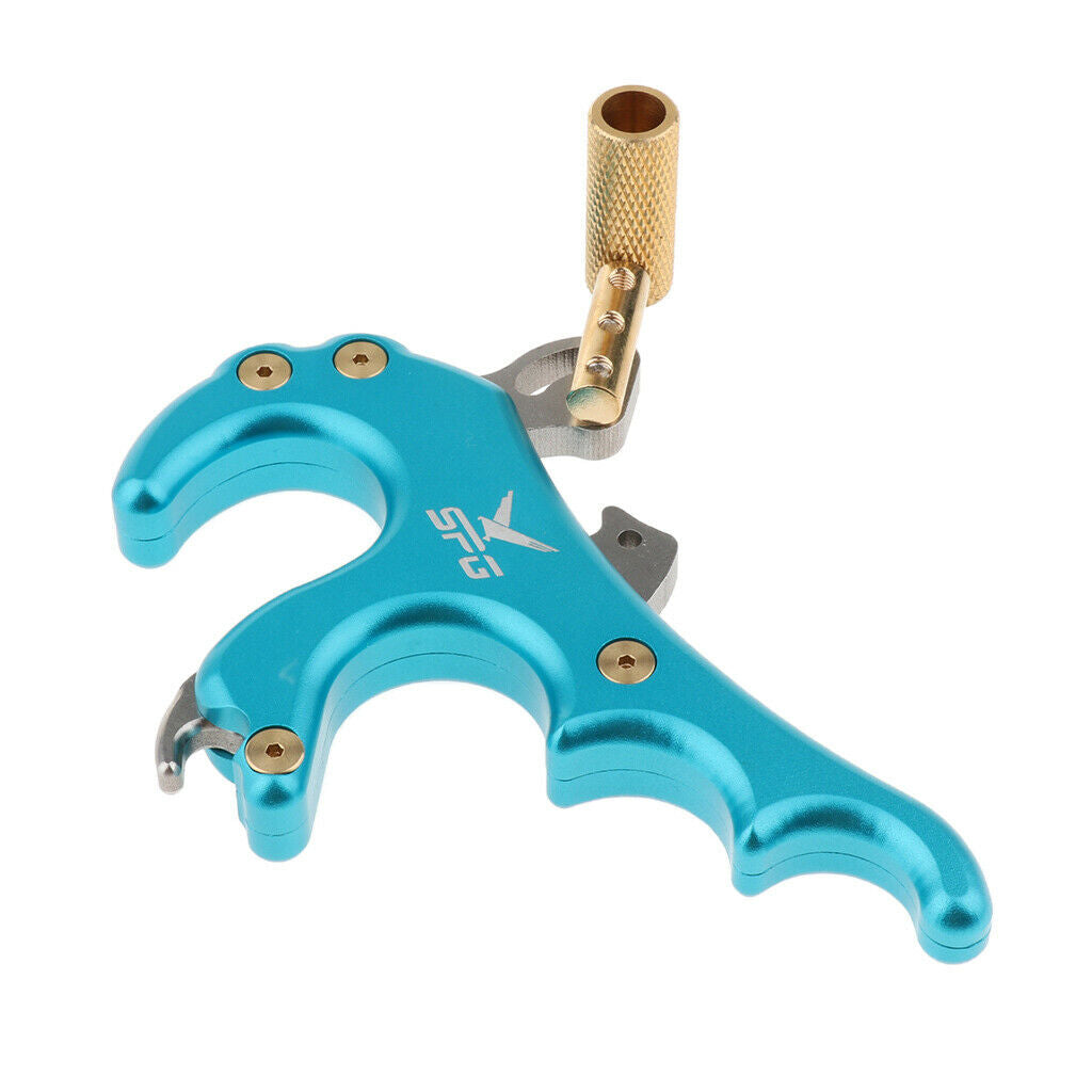 Bow Release   Thumb 4 Finger Compound Bow Button Release Aid Grip  Blue