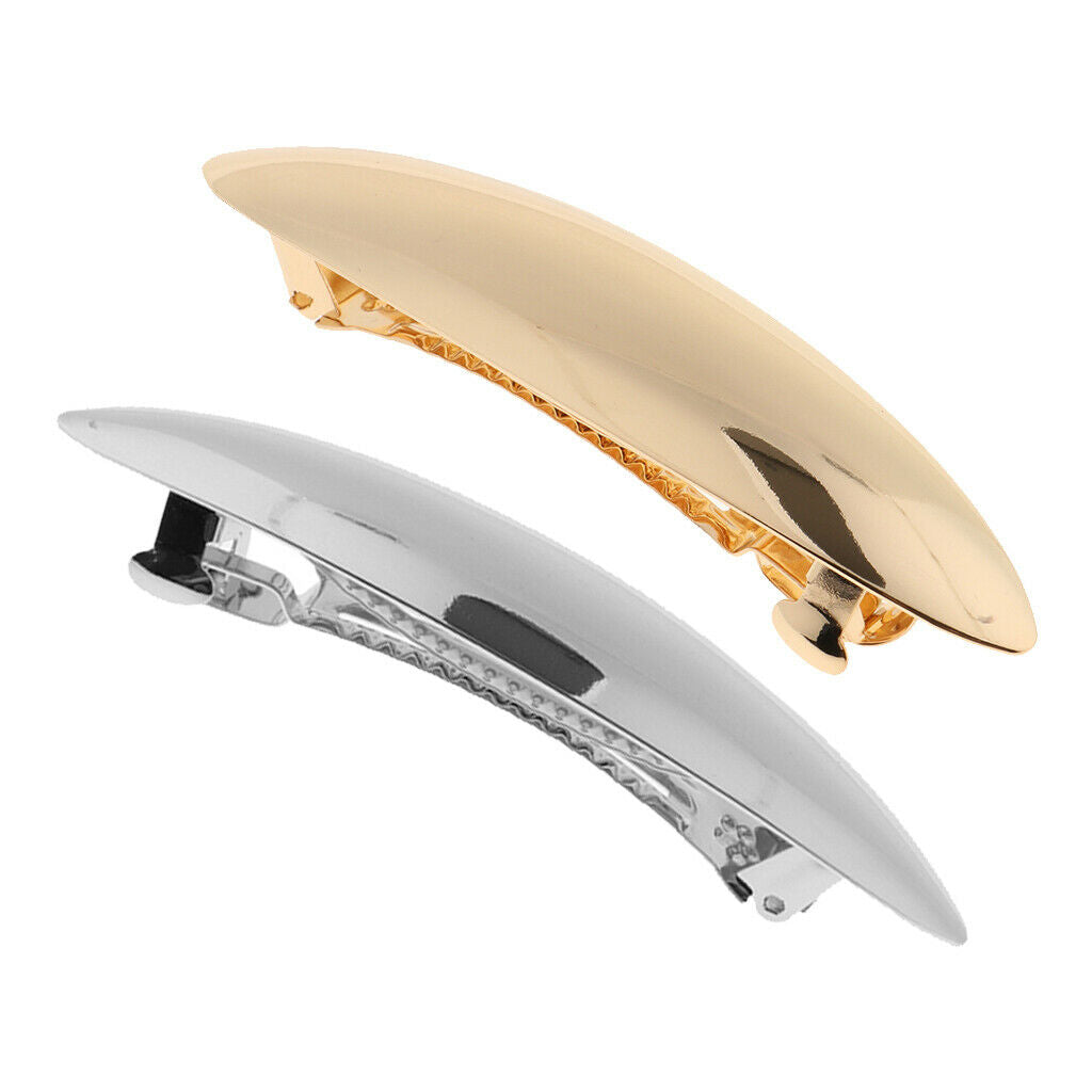 2pcs Novelty Large Rectangle French Hair Barrette Hairpins Automatic Spring Leaf