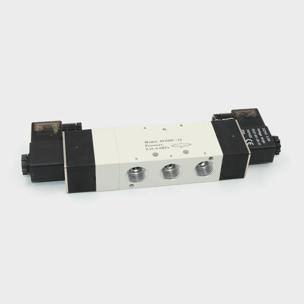 1PCS Solenoid Valve 3 Position 5 Way Double Head Pneumatic Air Control DC 12V