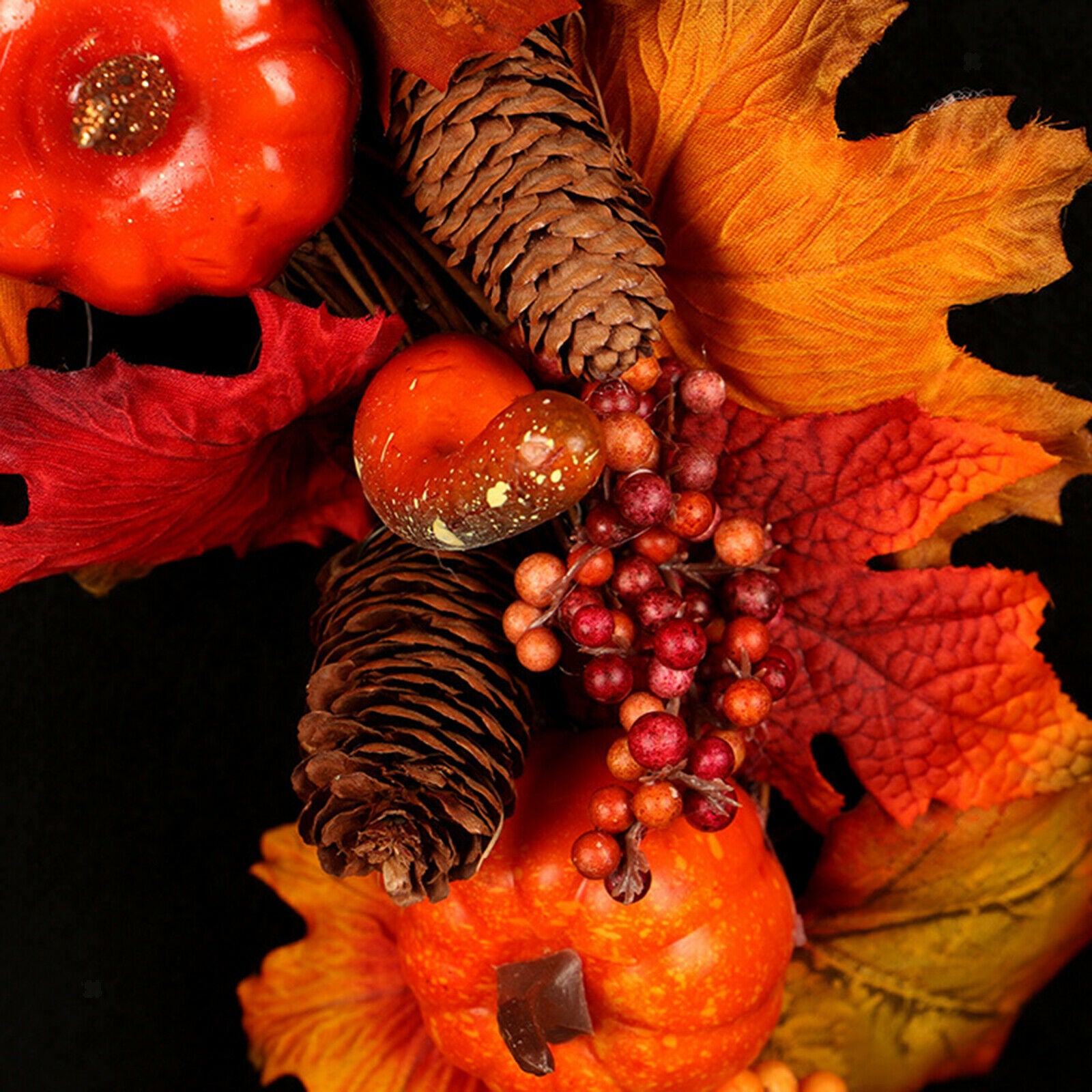 40cm Fall Harvest Wreath Pumpkin Berry Garland Door Halloween Thanksgiving