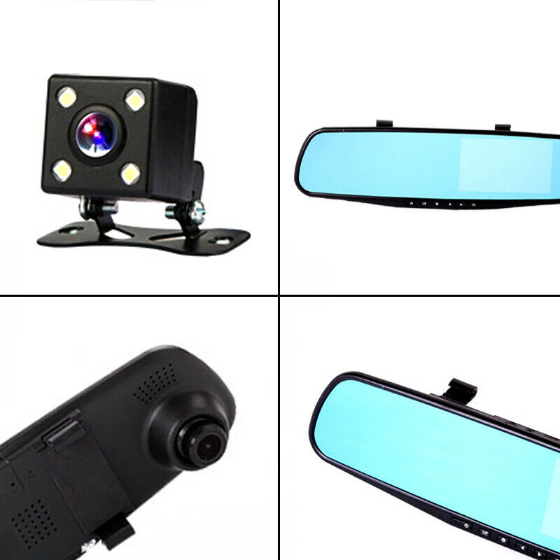 4.3inch HD Car SUV DVR Rear View Mirror Video Recorder Dual Cam Reversing Camera