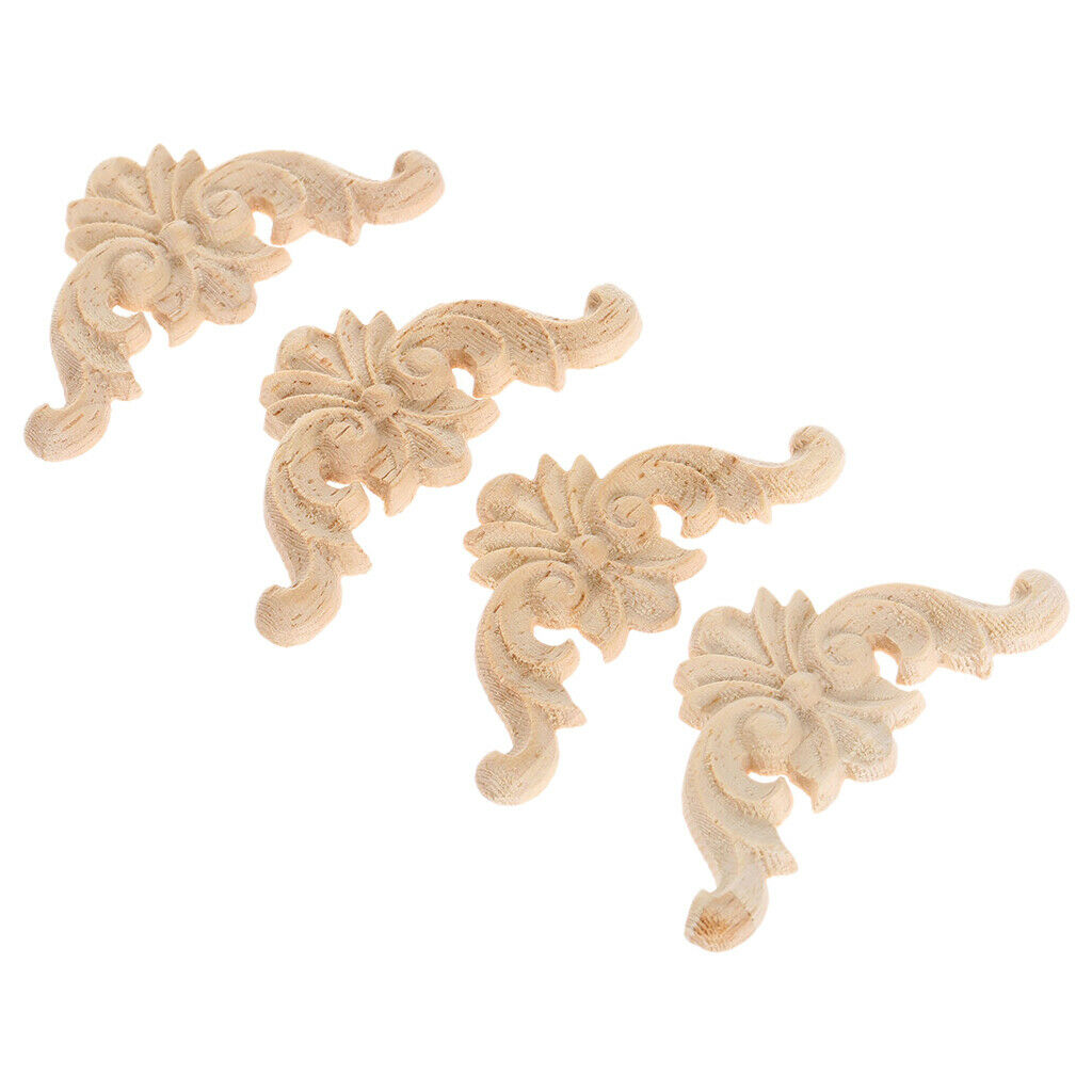 5pcs Wooden Carved Corner Onlay Applique Furniture Home Furniture Decor DIY