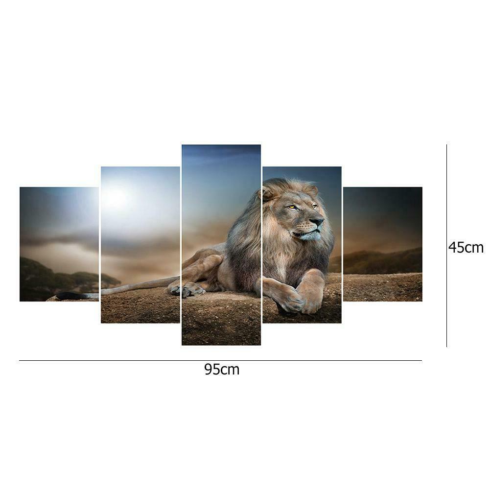Lion 5D DIY Full Drill Diamond Painting 5-pictures Combination Crafts Kits Decor
