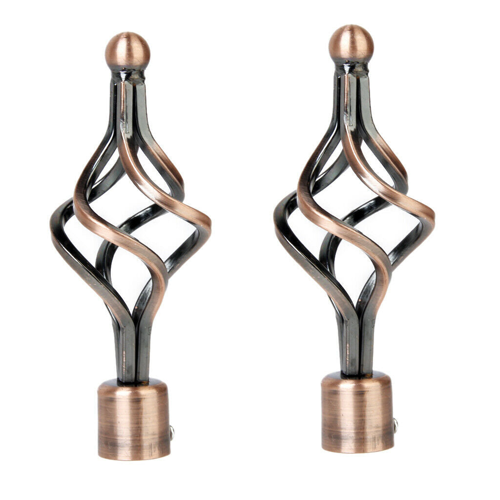 2Pcs Window Curtain Rod End Drapery Pole Rail Decorative Heads Twist#Copper