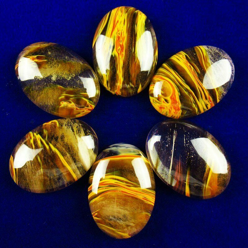 8pcs 30g Yellow Volcano Cherry Quartz 25x18x6mm Oval Cab Cabochon A-286JM