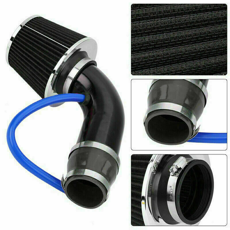 76mm Car SUV Cold Air Intake Filter Induction Pipe Power Flow Hose Universal Kit