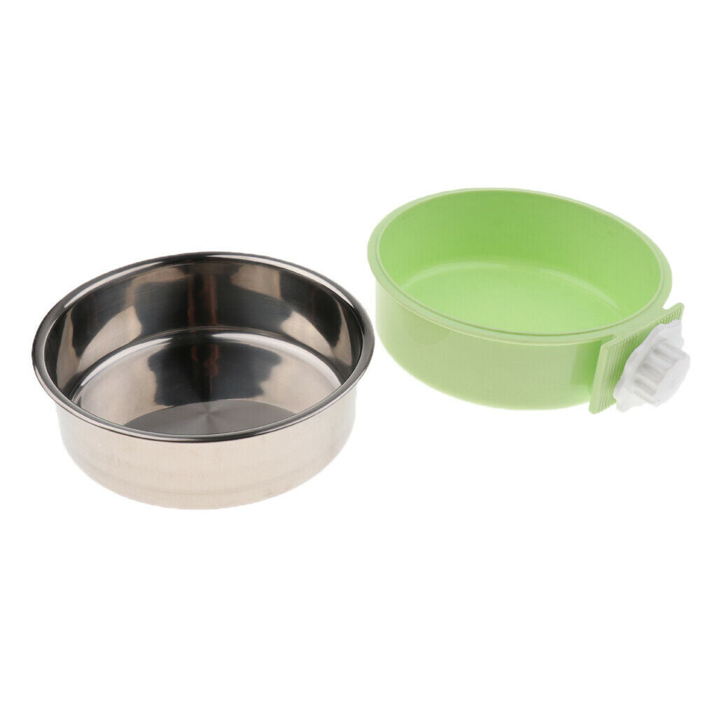 Hanging Pet Dog Feeder Cat Water Bowl Feeding Bowl Dish Container Green