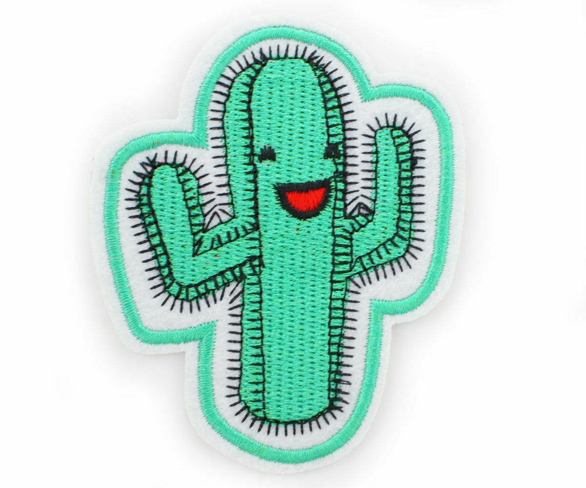 1pc Happy Cactus Fabric Sew-on Embroidered Sewing Applique Patch DIY Art Gift...