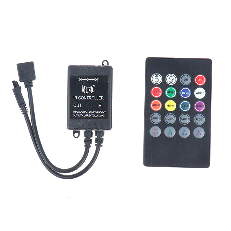 20 Key 12-24V Music IRController Black Sound Sensor Remote For RGB LED St.l8